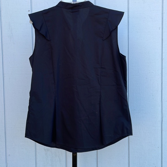 Worthington Stretch Sleeveless Women’s Black Ruffled Blouse XL - Picture 2 of 9